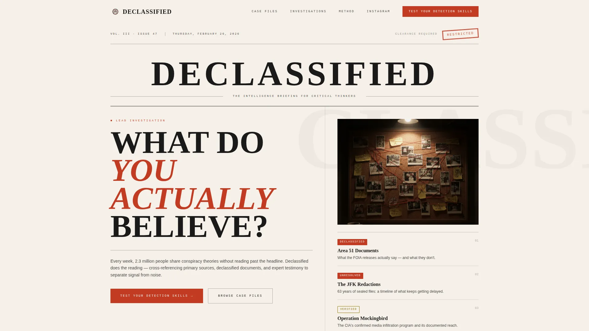 Conspiracy Theory Analysis Content Specialist Blog Website Template