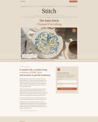 Cross-Stitch & Embroidery Content Blog Website Template
