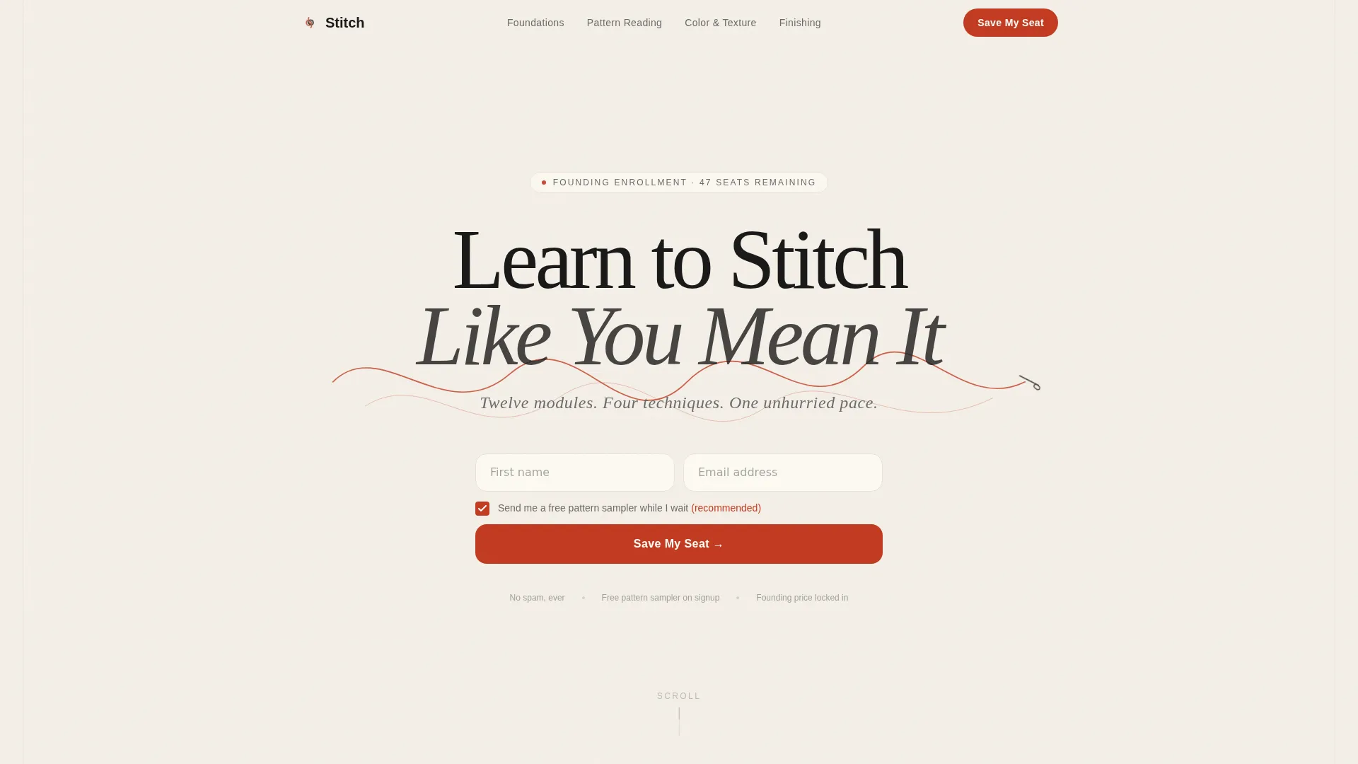 Artisan Embroidery Course Landing Page Template