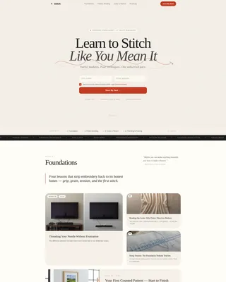 Artisan Embroidery Course Landing Page Template