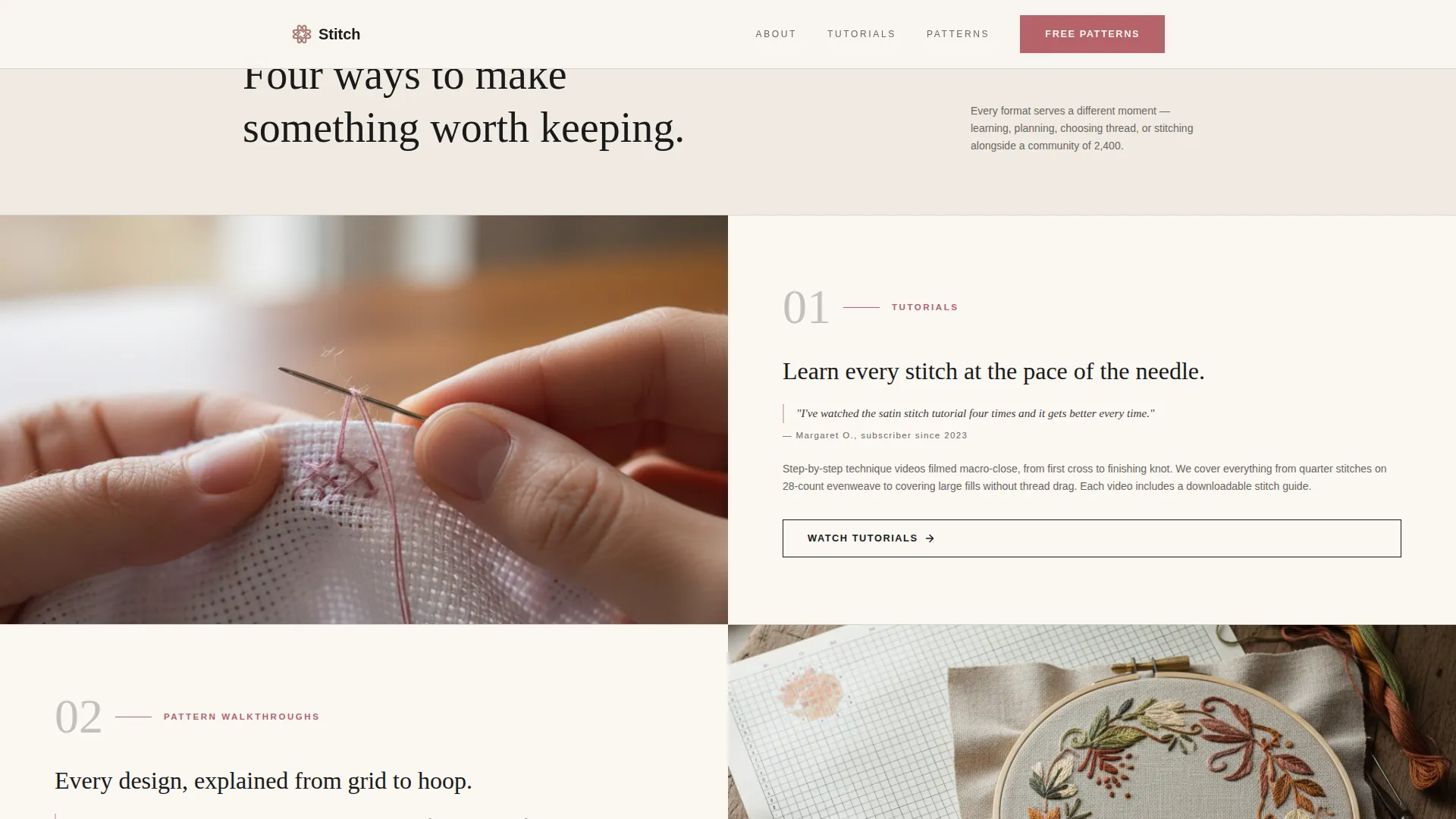 Cross-Stitch & Embroidery Content Reviews Website Template
