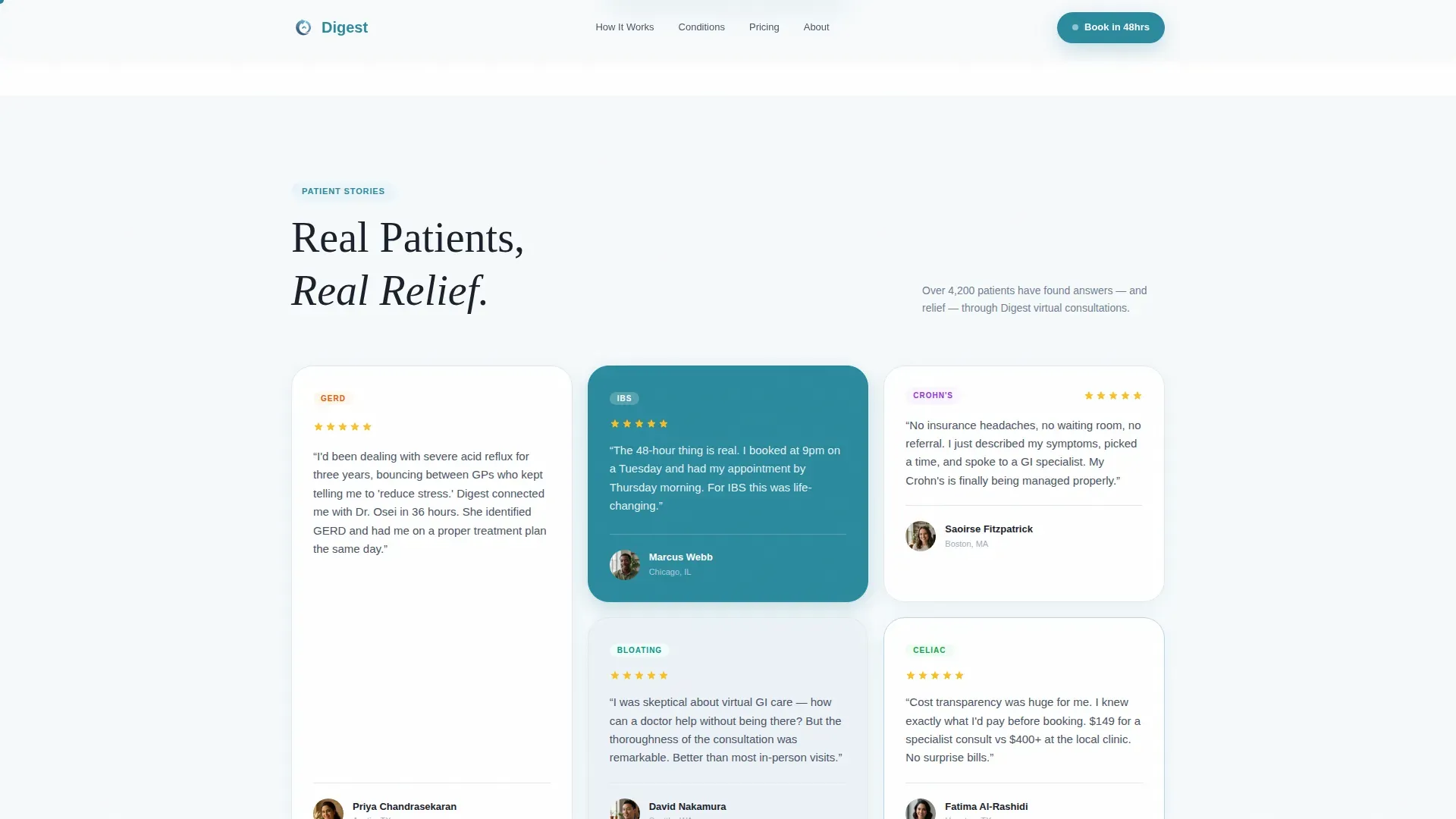Gastroenterology Virtual Consultation Landing Page
