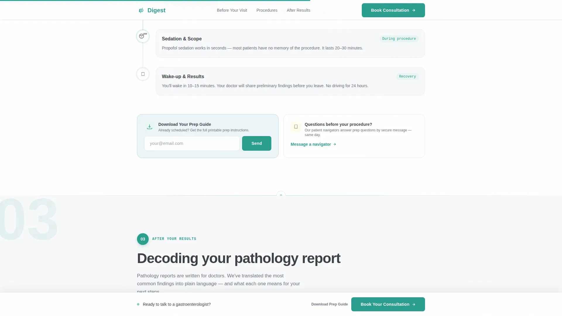 Gastroenterology Patient Education Landing Page