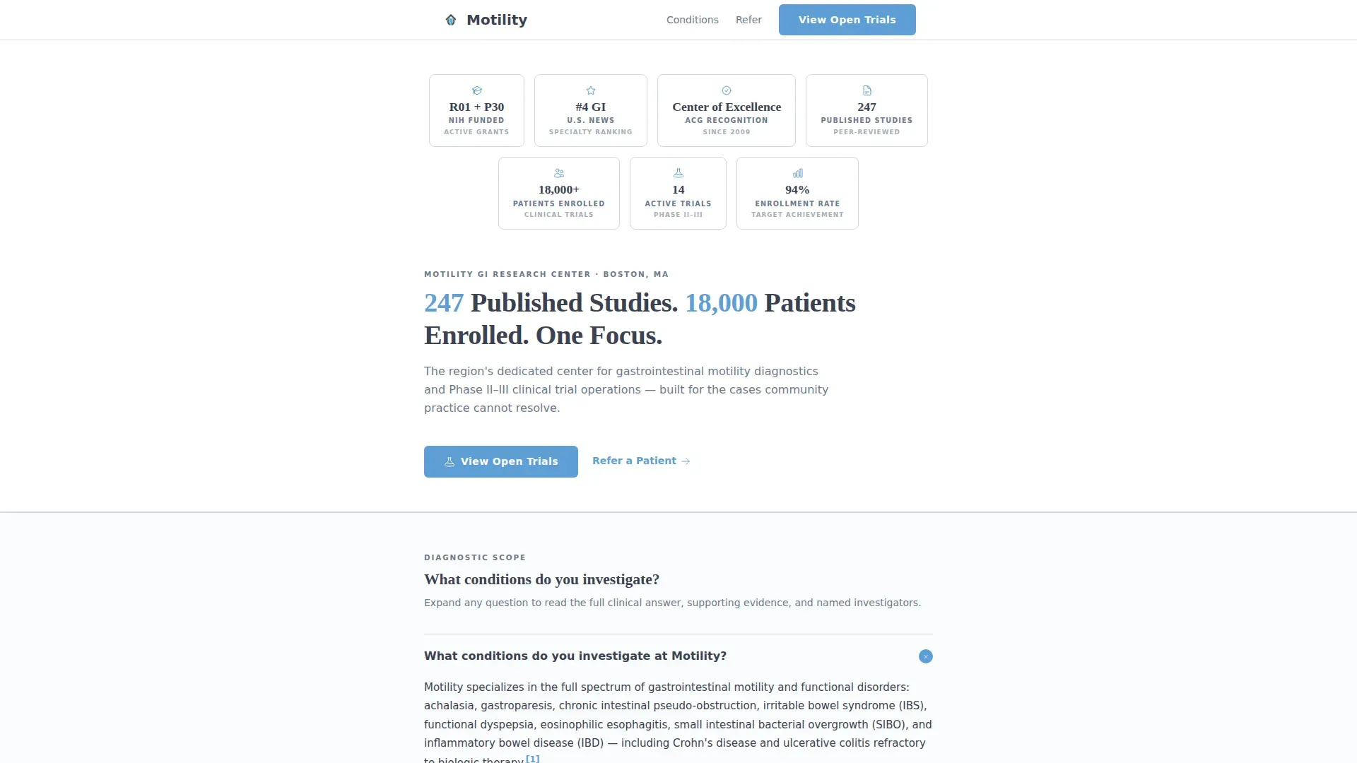 Gastroenterology Research Center Landing Page Template