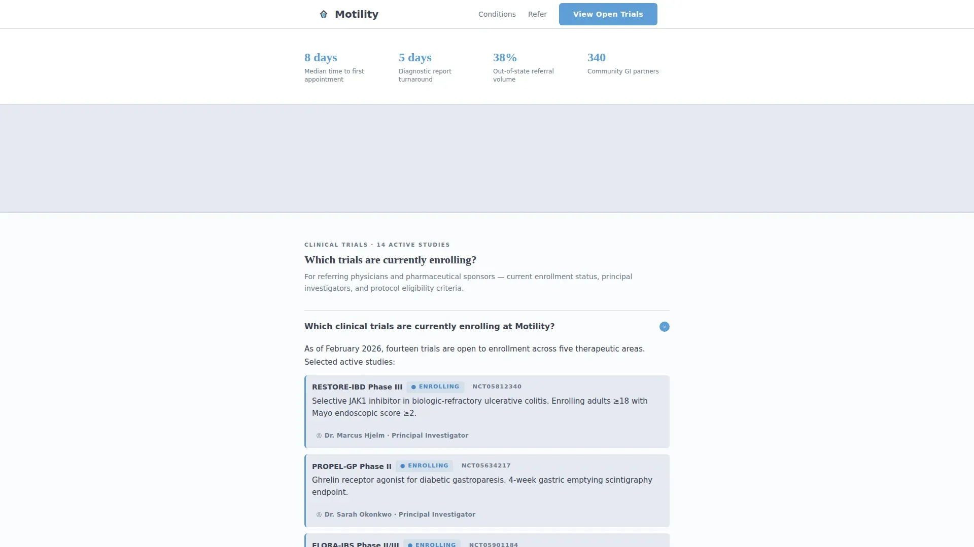 Gastroenterology Research Center Landing Page Template