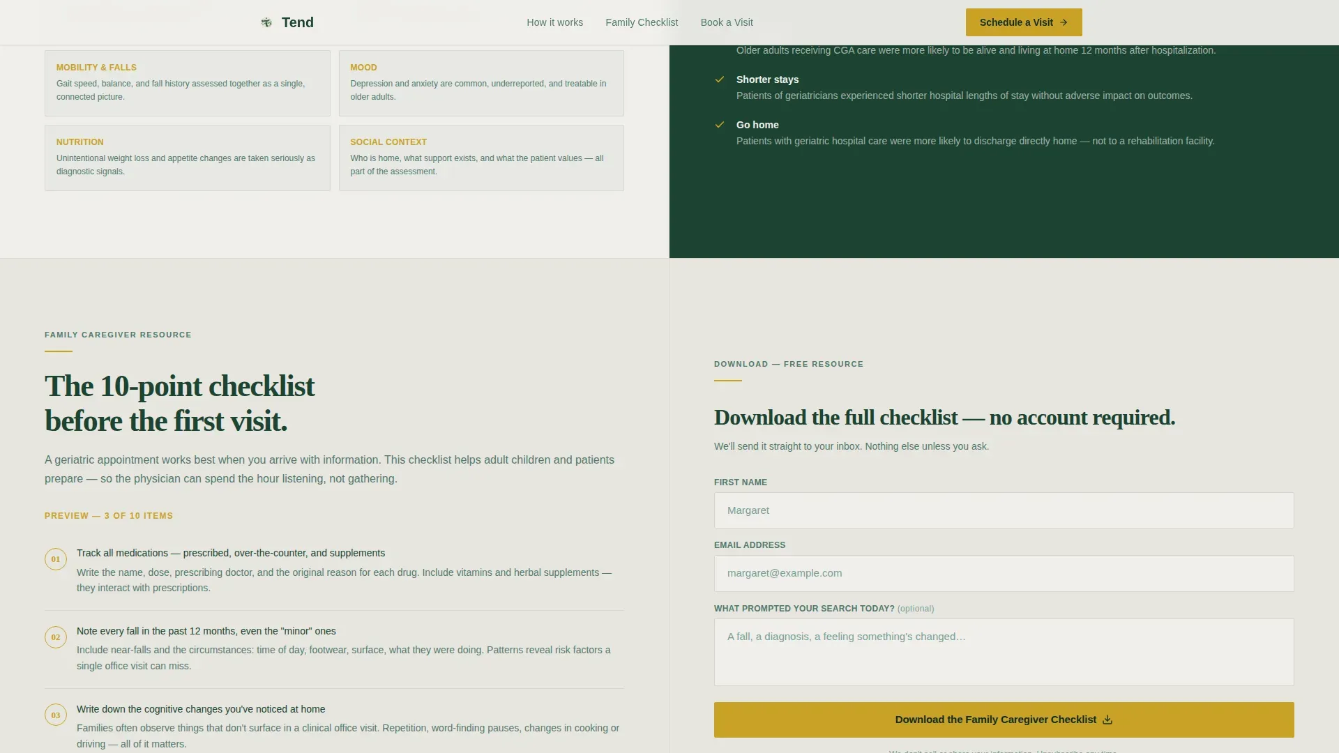 Geriatrician Booking Landing Page Template