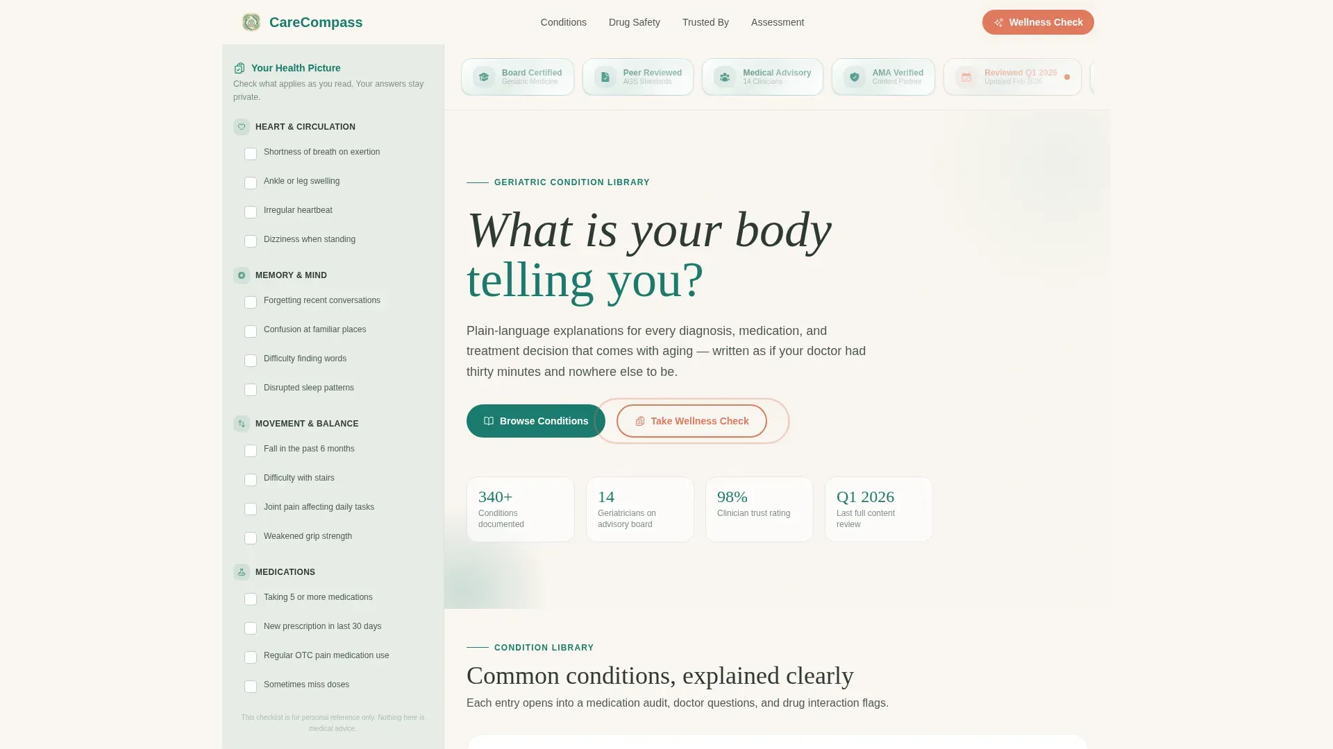 Condition Library Landing Page Template