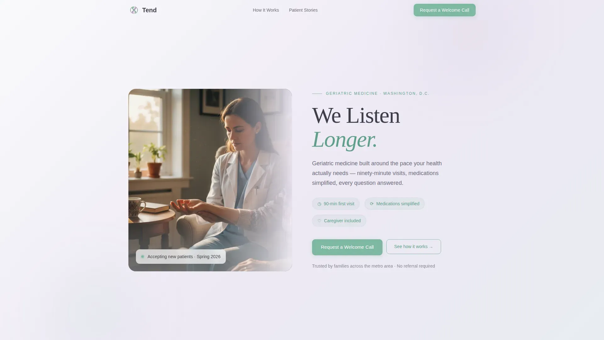Geriatrician New Patient Welcome Landing Page Template