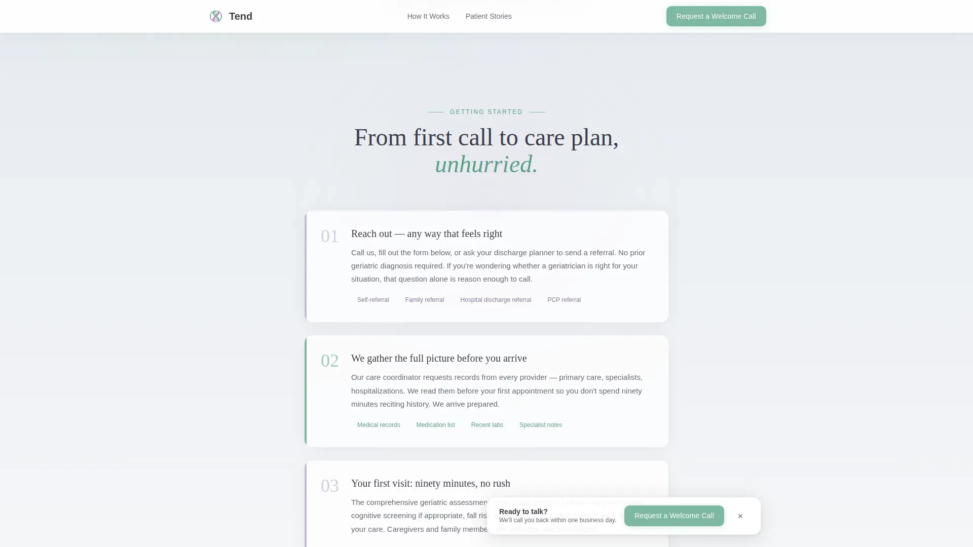 Geriatrician New Patient Welcome Landing Page Template