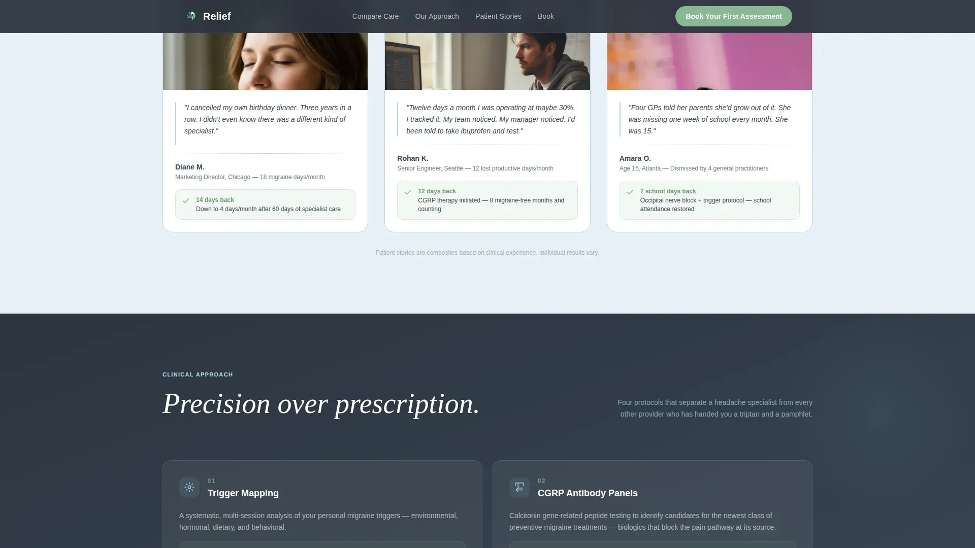 Headache & Migraine Clinic Comparison Table Landing Page