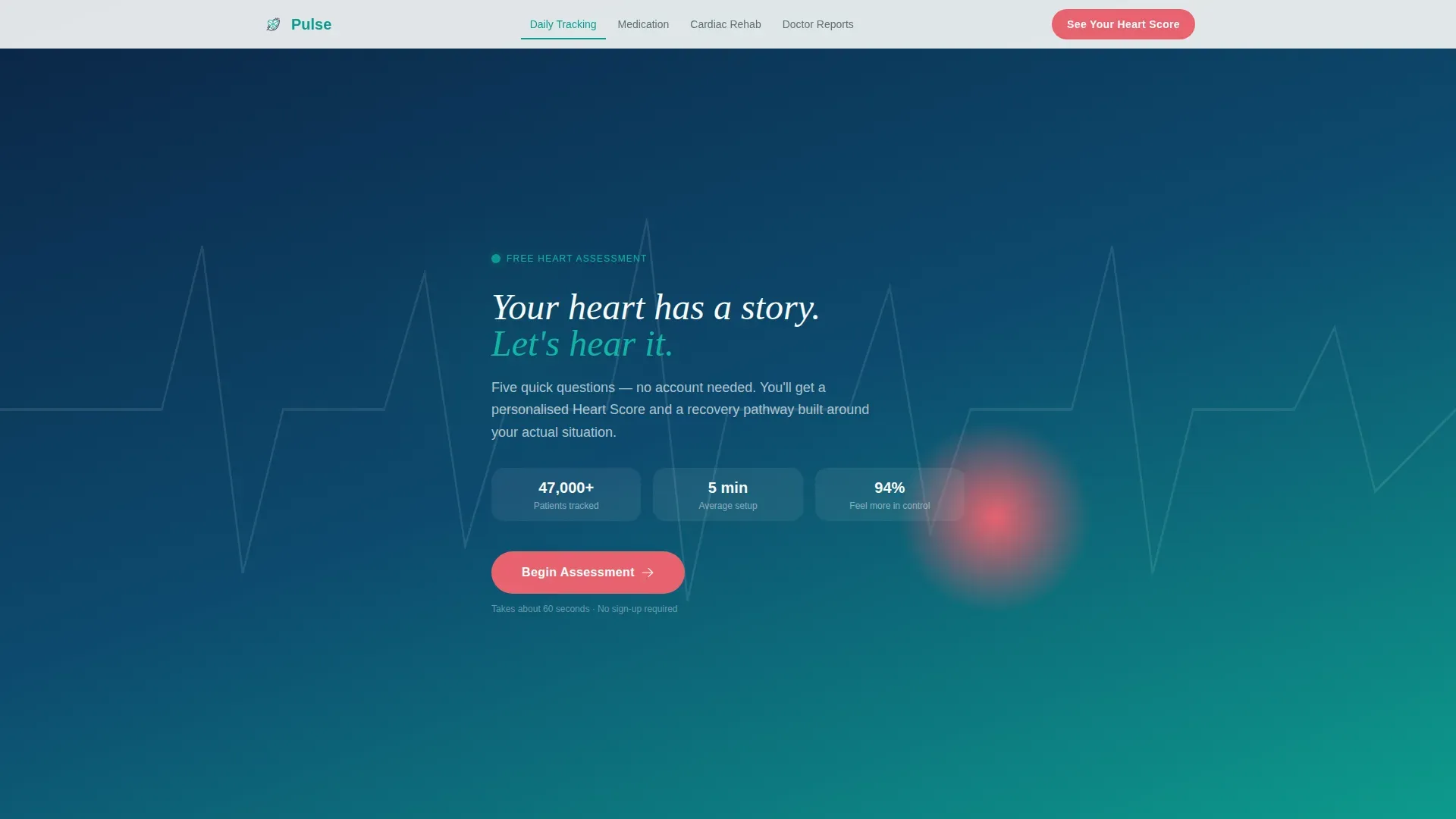 Heart Disease Digital Therapy App Landing Page