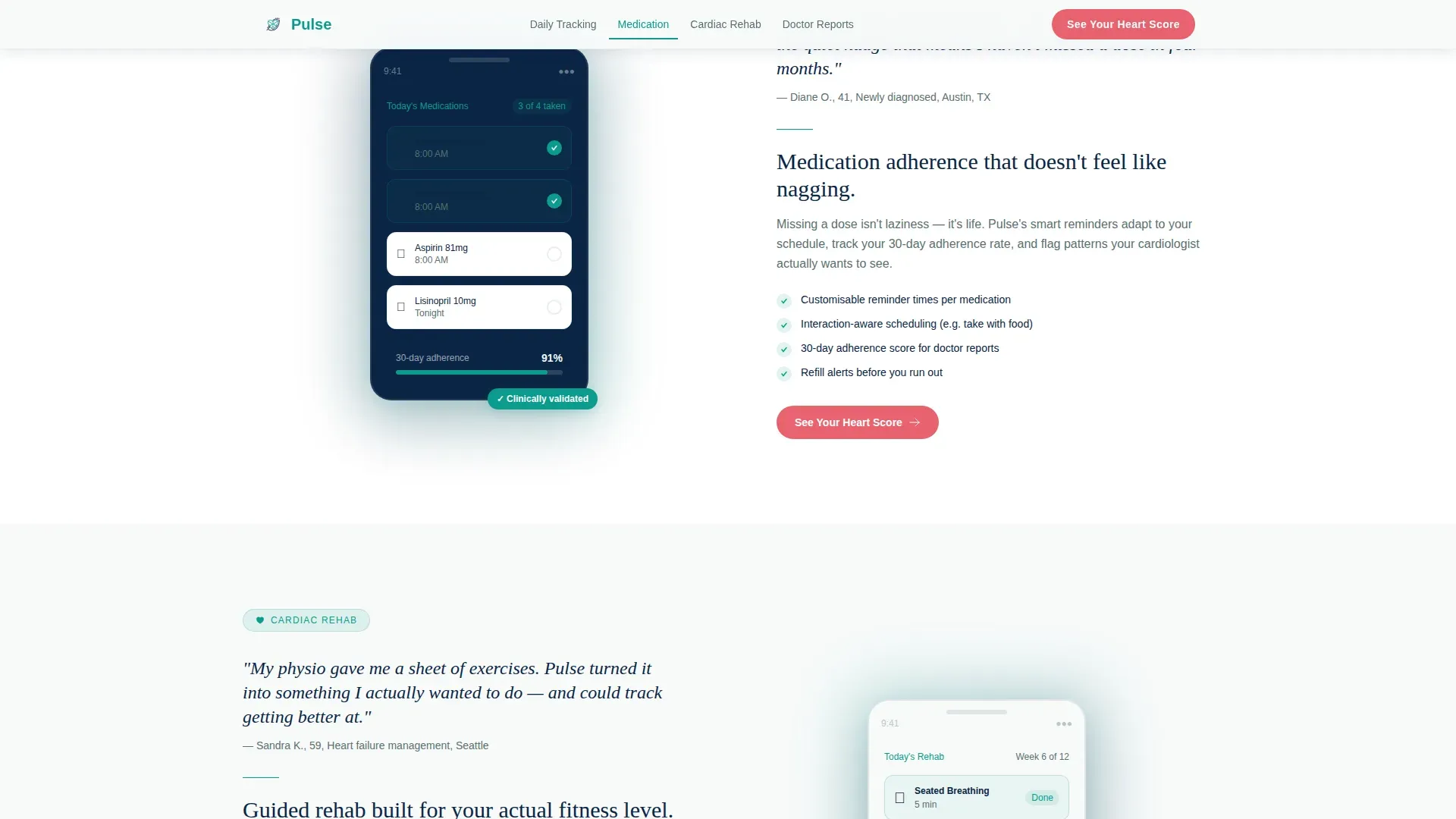 Heart Disease Digital Therapy App Landing Page