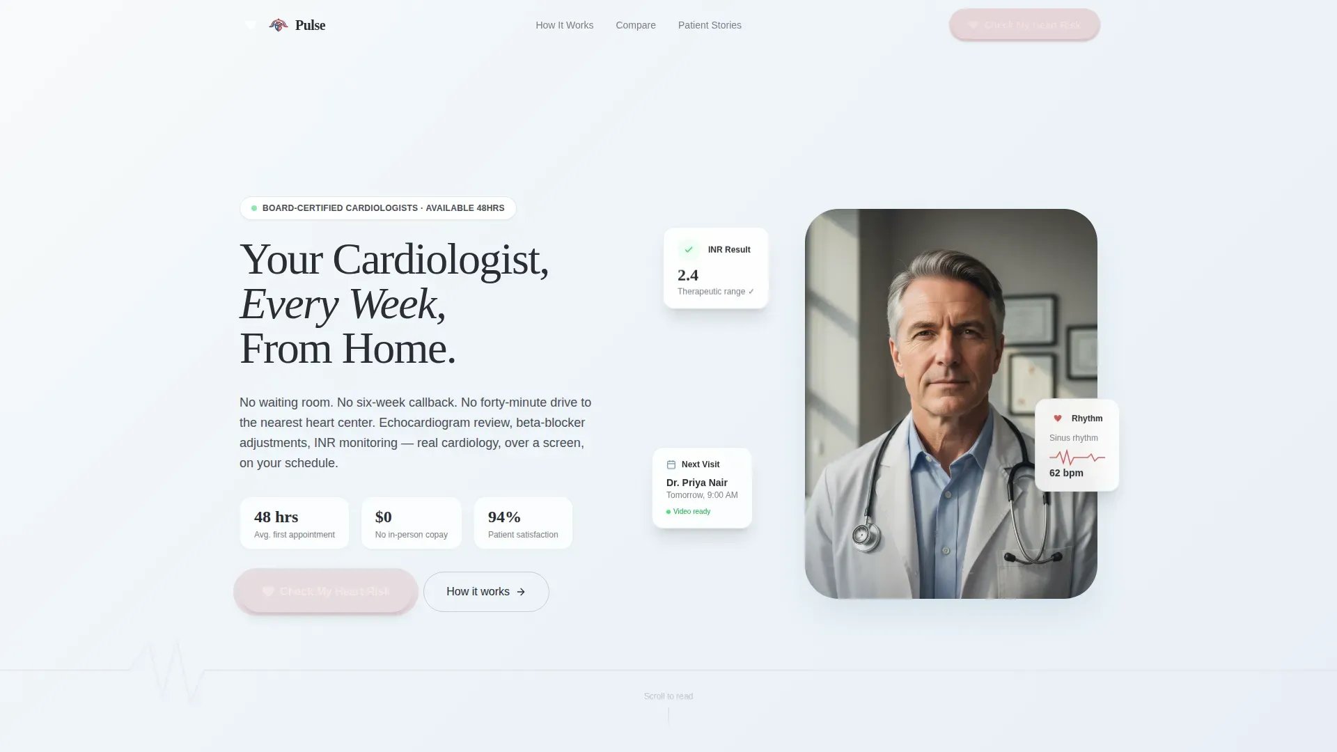Heart Disease Telehealth Landing Page Template