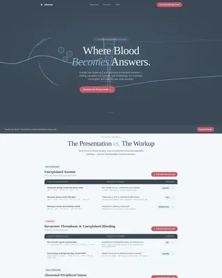 Hematologist Practice Website Template with Diagnostic Pathways