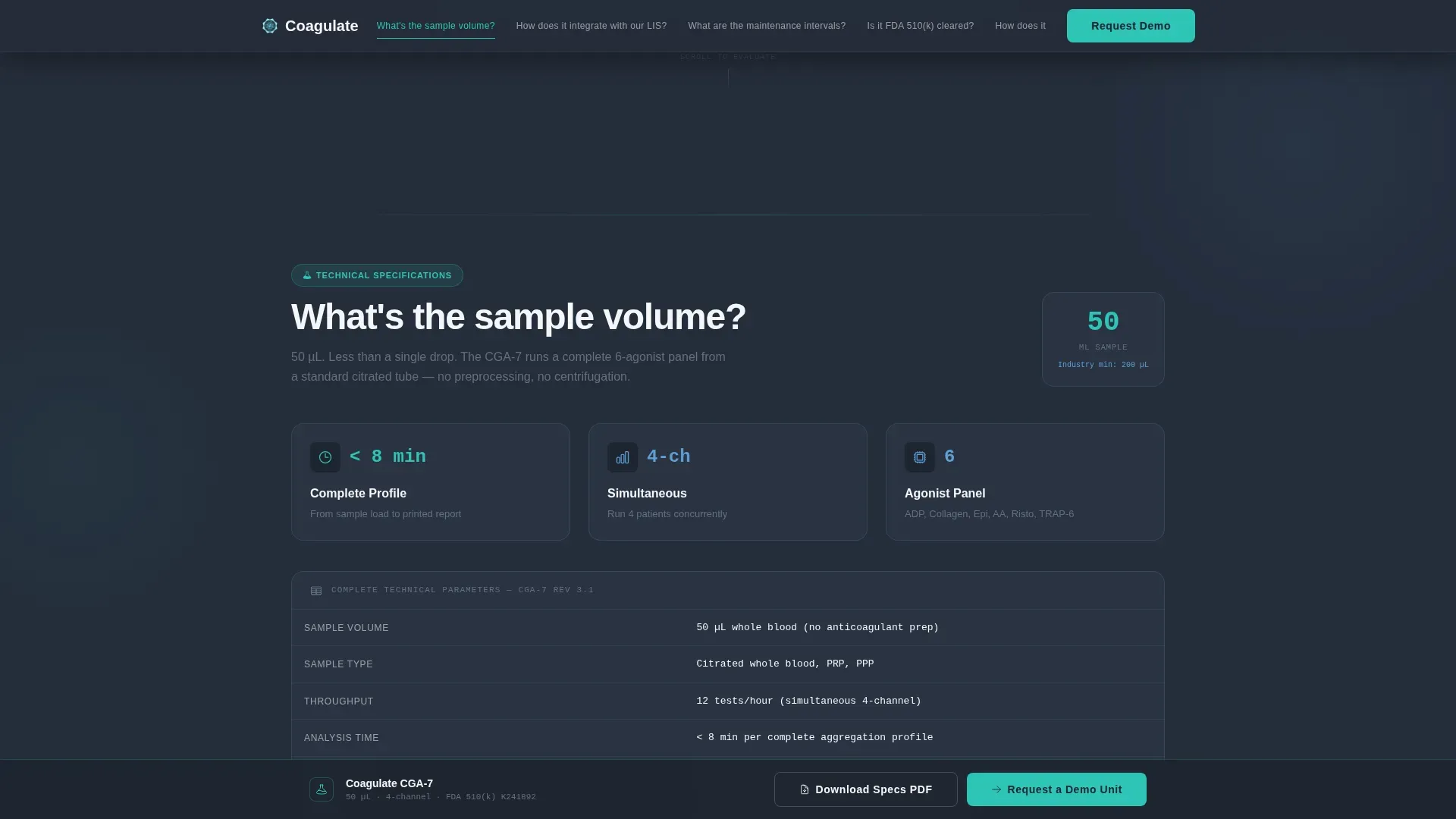 Hematology Medical Device Landing Page Template
