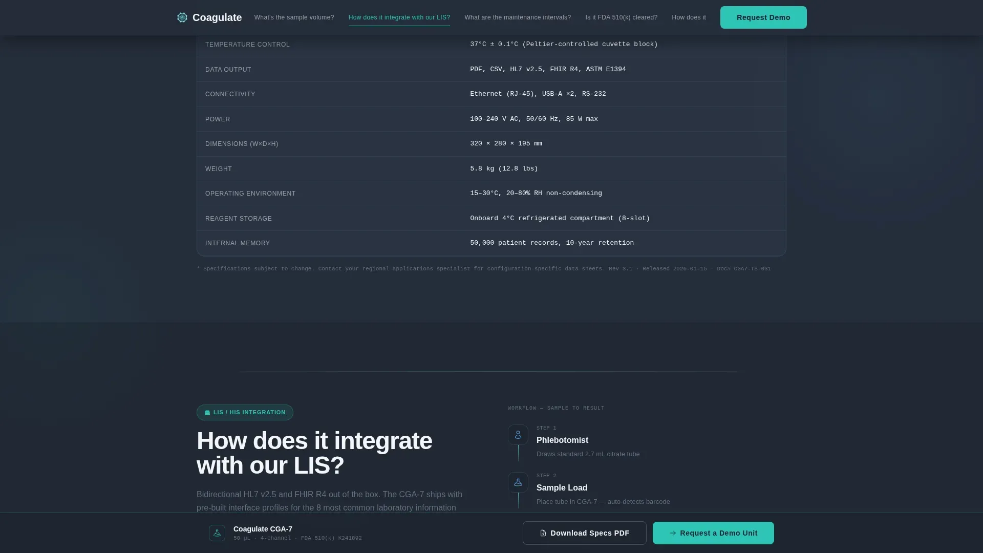 Hematology Medical Device Landing Page Template