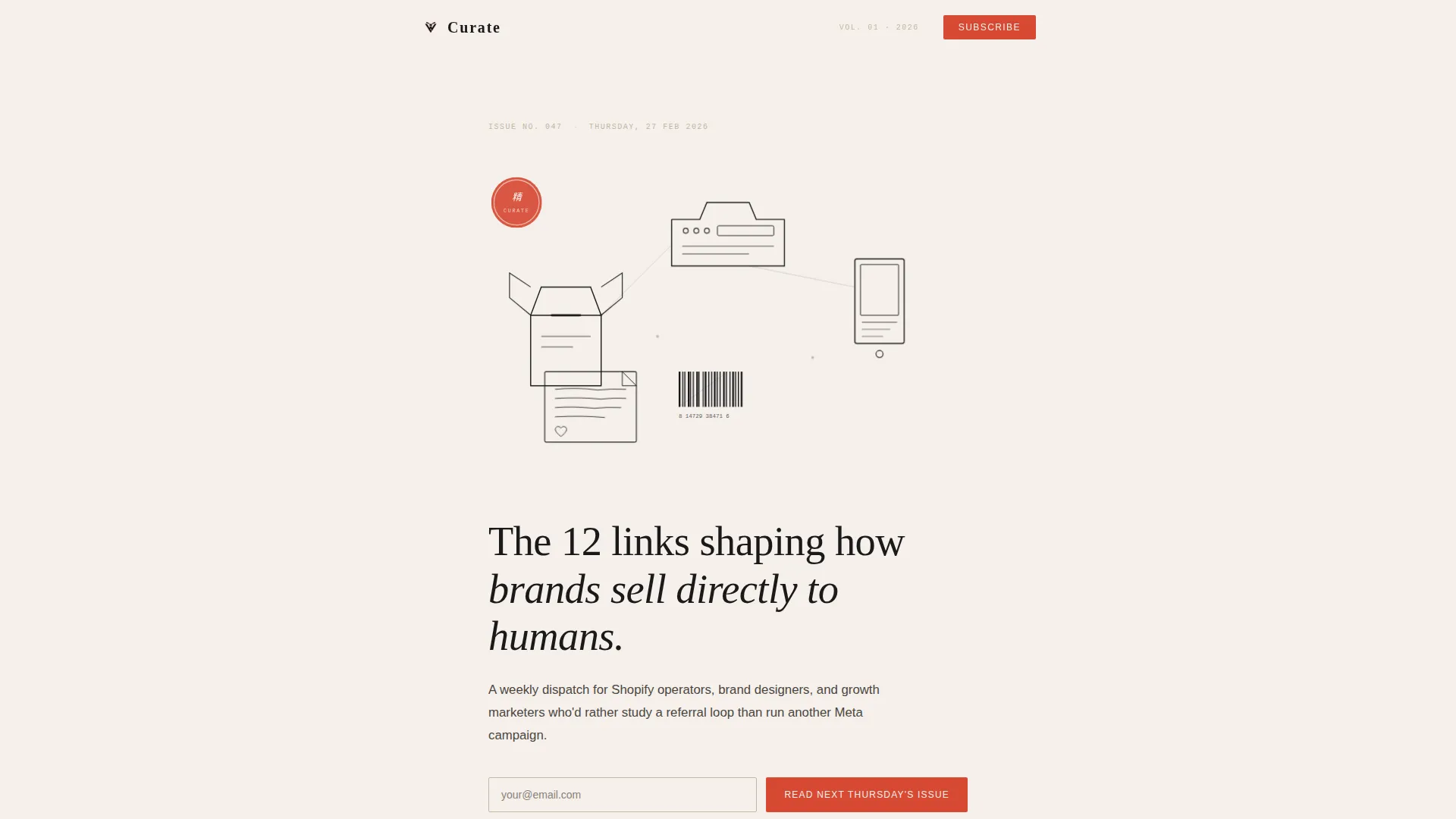 Editorial D2C Newsletter Landing Page Template