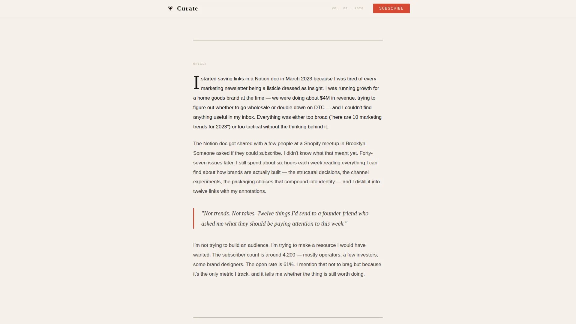 Editorial D2C Newsletter Landing Page Template