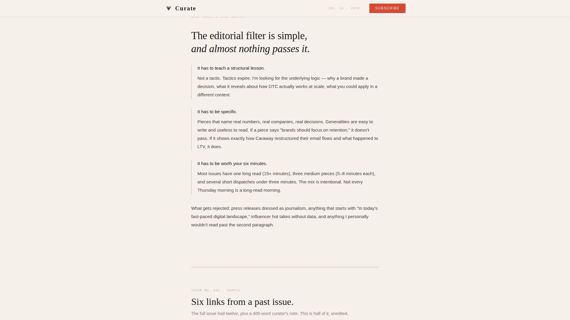 Editorial D2C Newsletter Landing Page Template