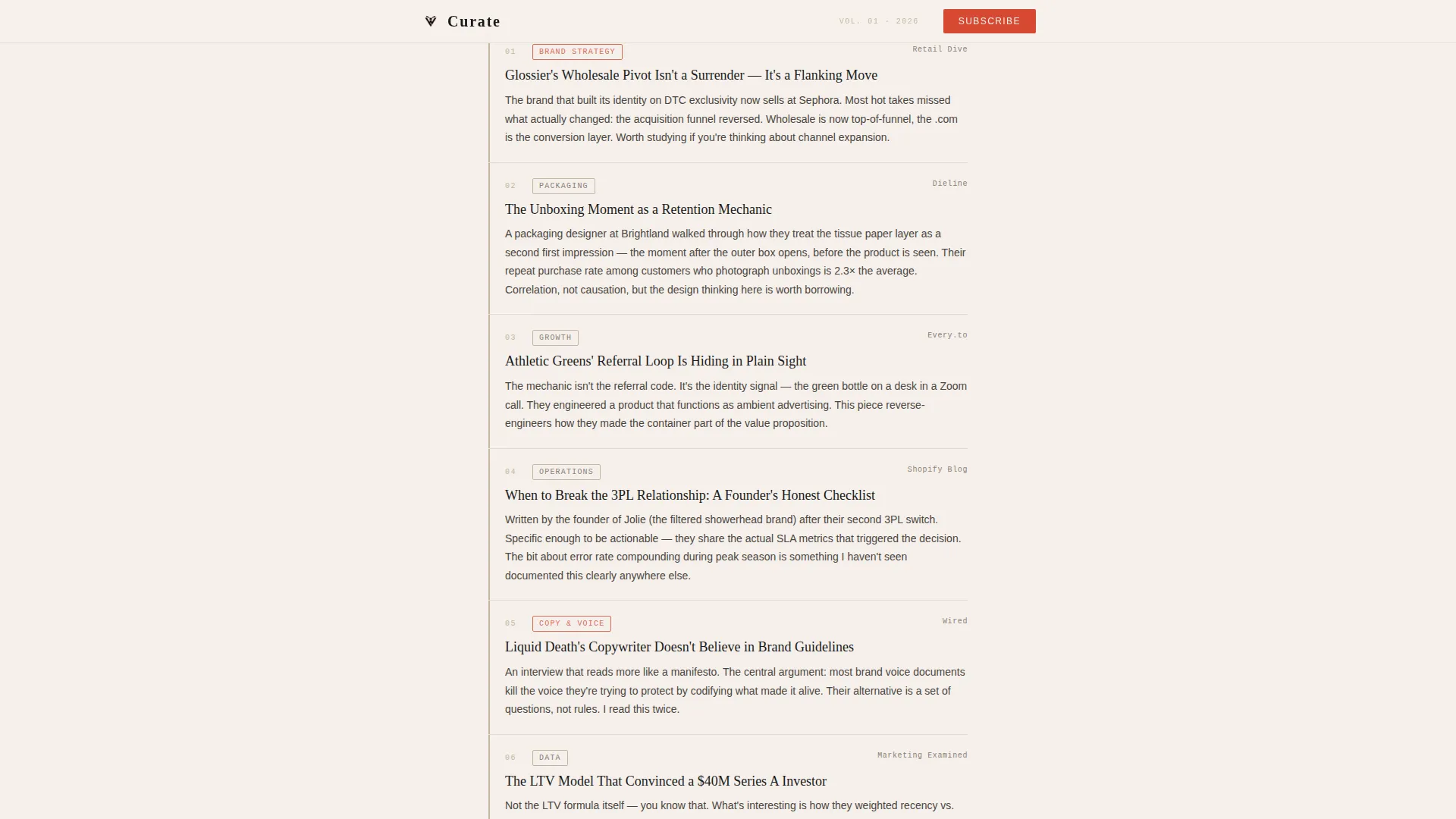 Editorial D2C Newsletter Landing Page Template