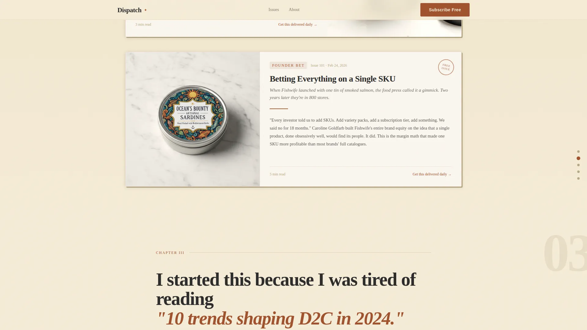 D2C & Brand Newsletter Booking Website Template