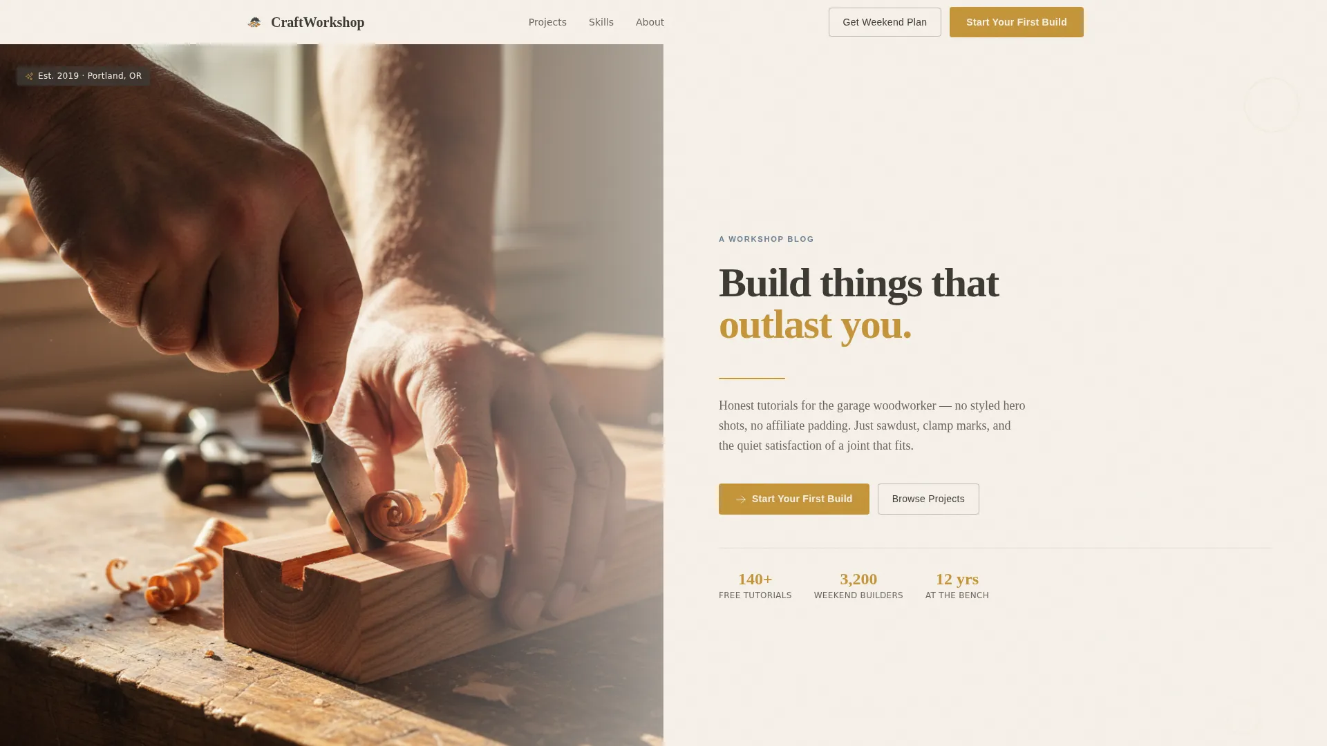 Heritage Woodworking Blog Landing Page Template
