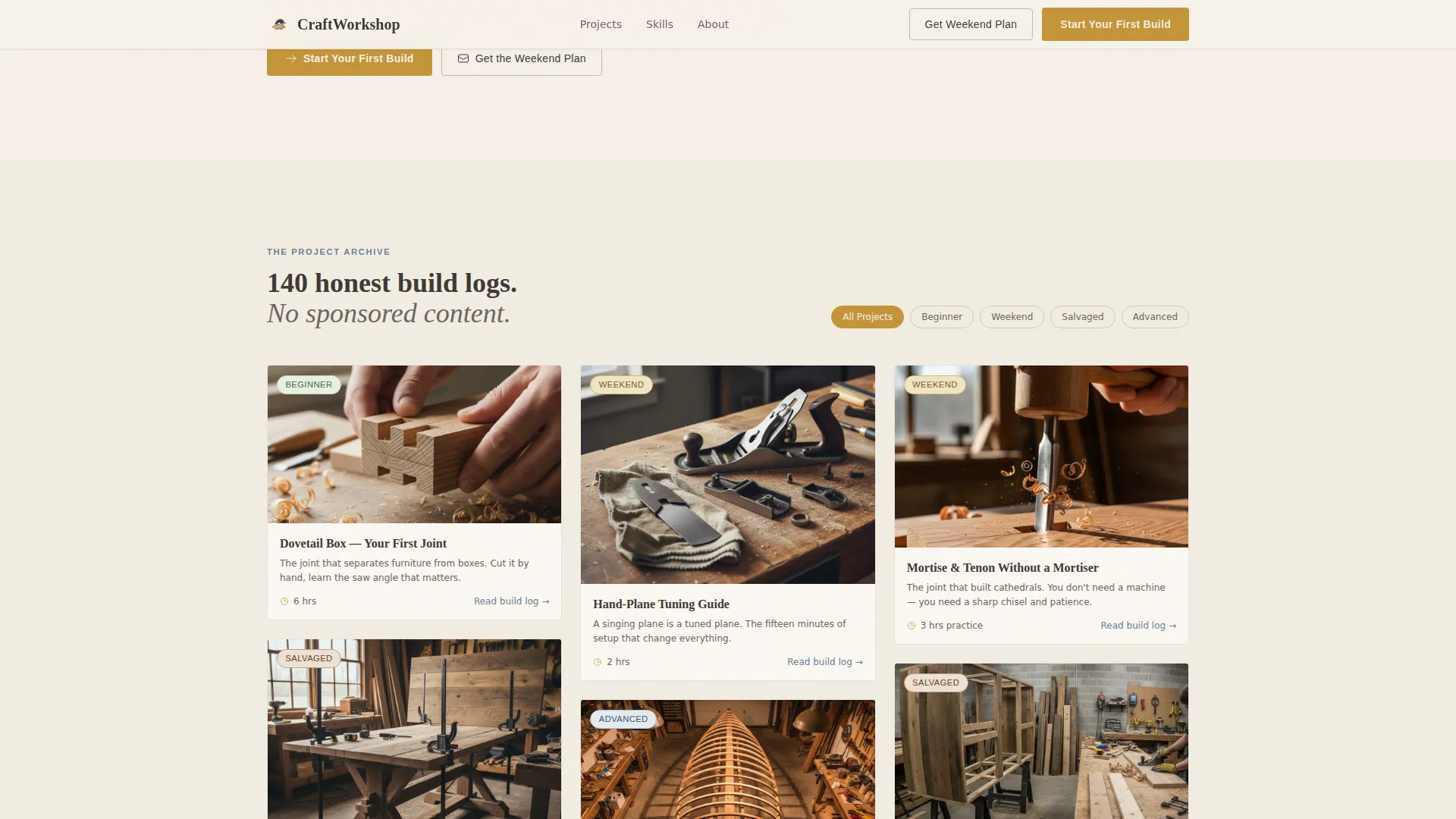 Heritage Woodworking Blog Landing Page Template