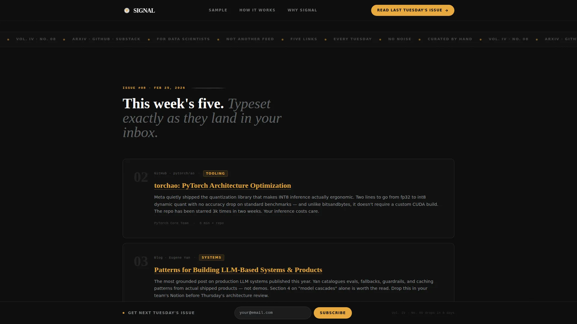 Curated Data Science Newsletter Landing Page Template