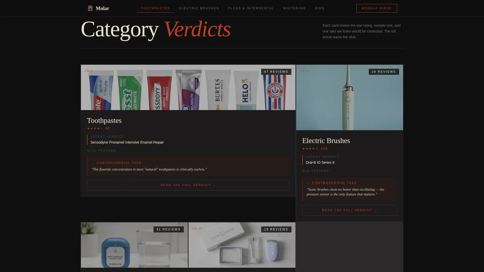 Cinematic Dental Review Blog Landing Page Template