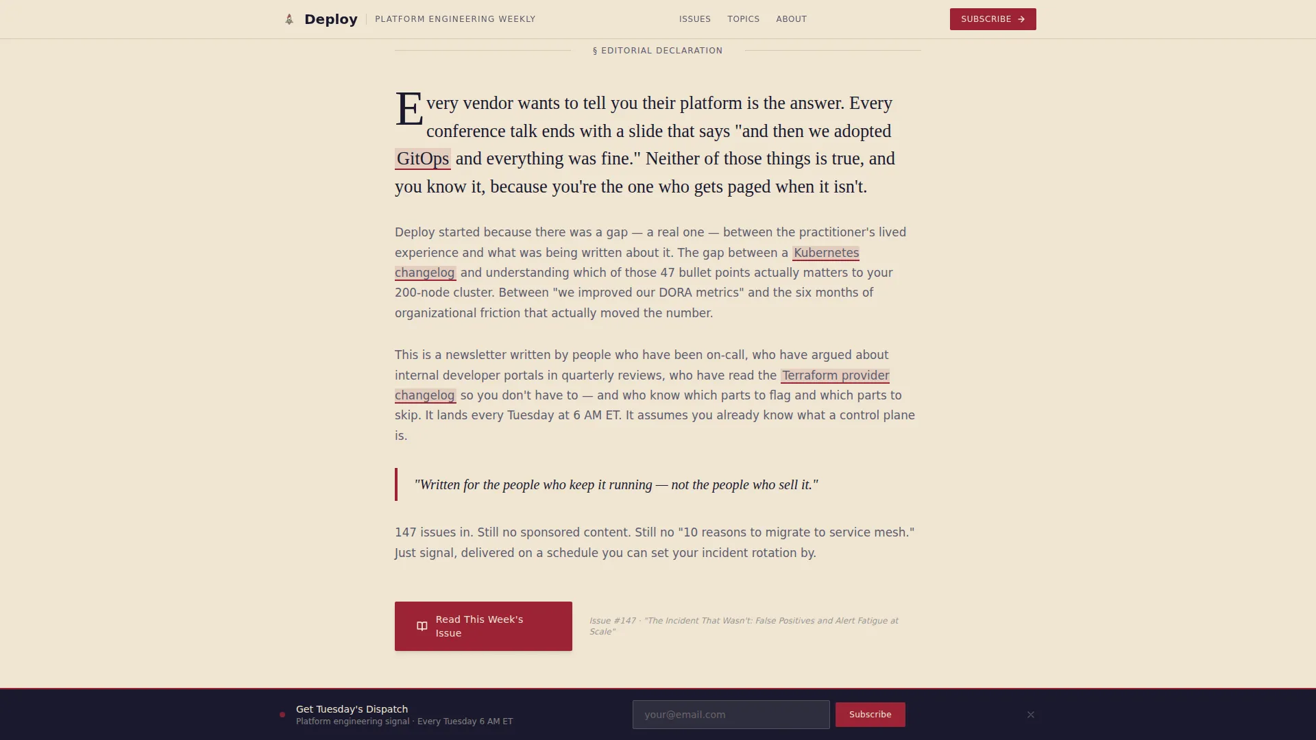 DevOps & Platform Engineering Newsletter Landing Page