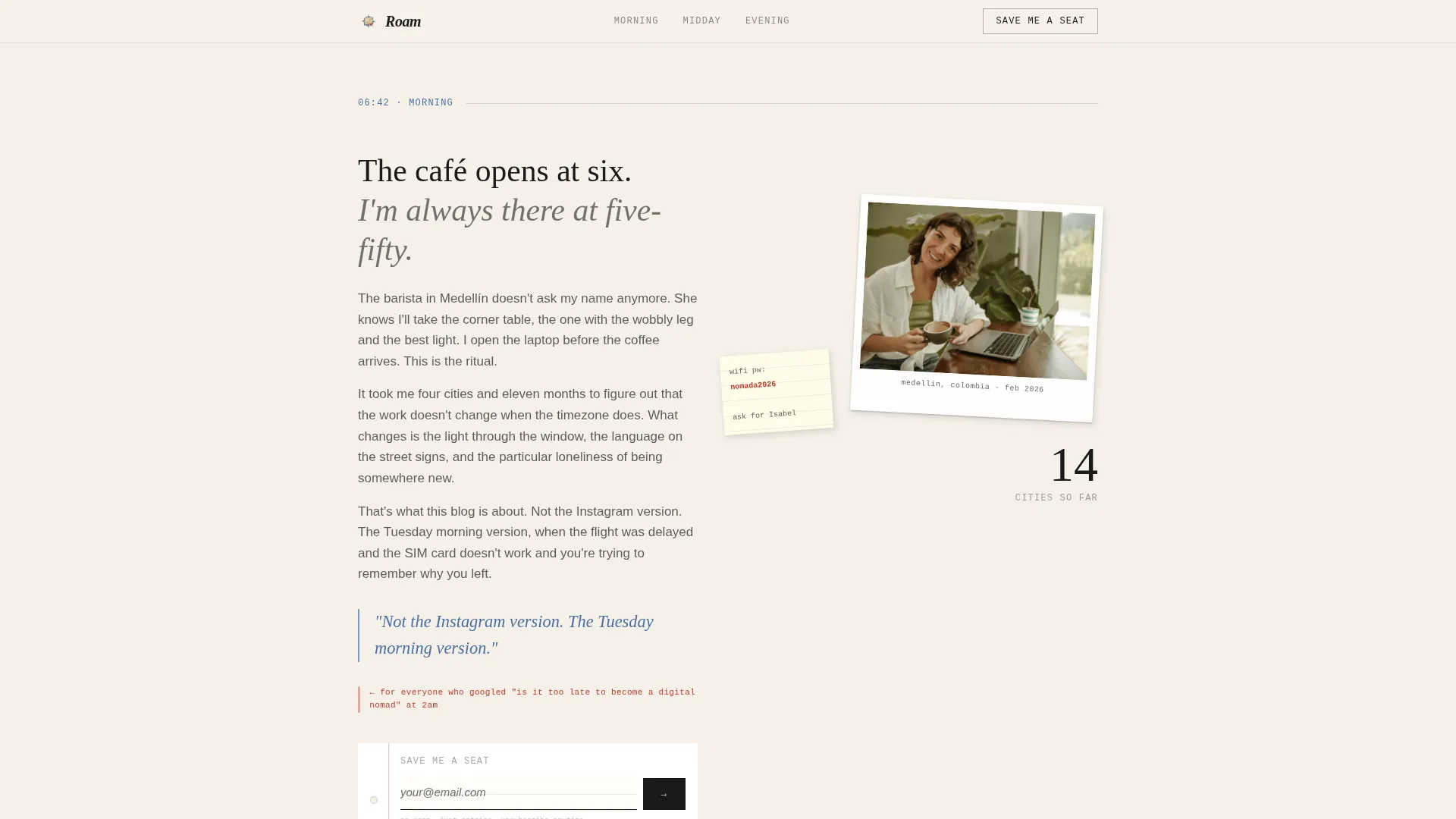 Digital Nomad Blog Landing Page Template