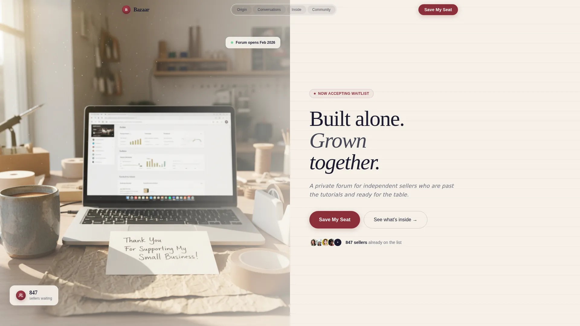 E-Commerce Community Forum Waitlist Landing Page