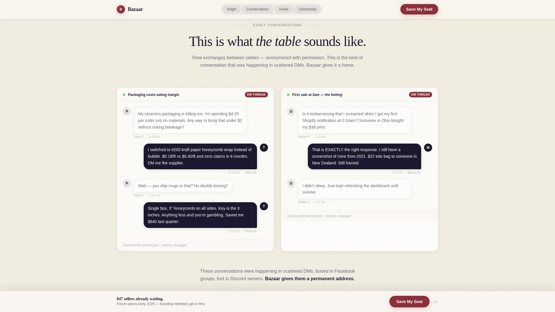 E-Commerce Community Forum Waitlist Landing Page