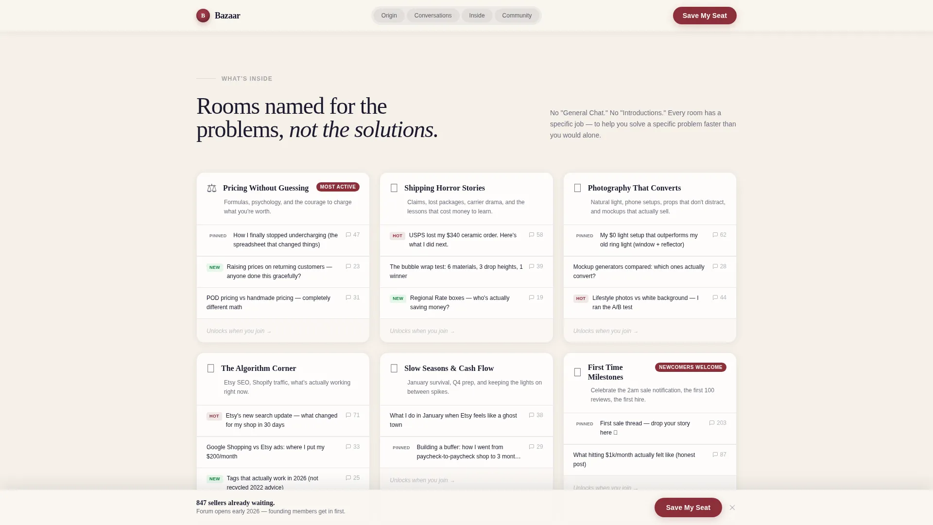 E-Commerce Community Forum Waitlist Landing Page