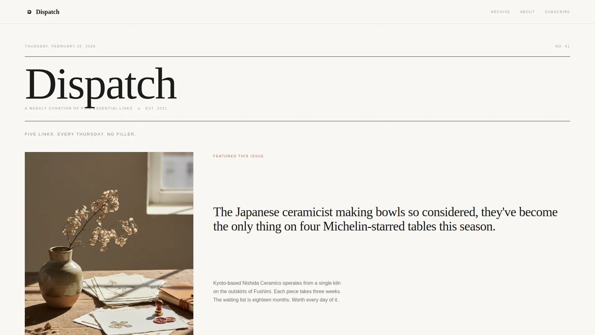 Curated eCommerce Newsletter Landing Page Template