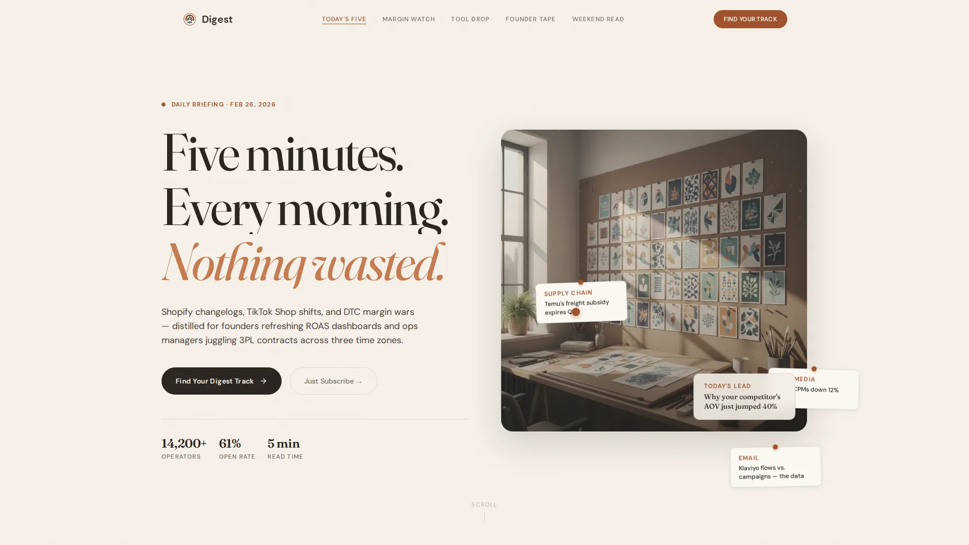 E-Commerce Daily Digest Landing Page Template