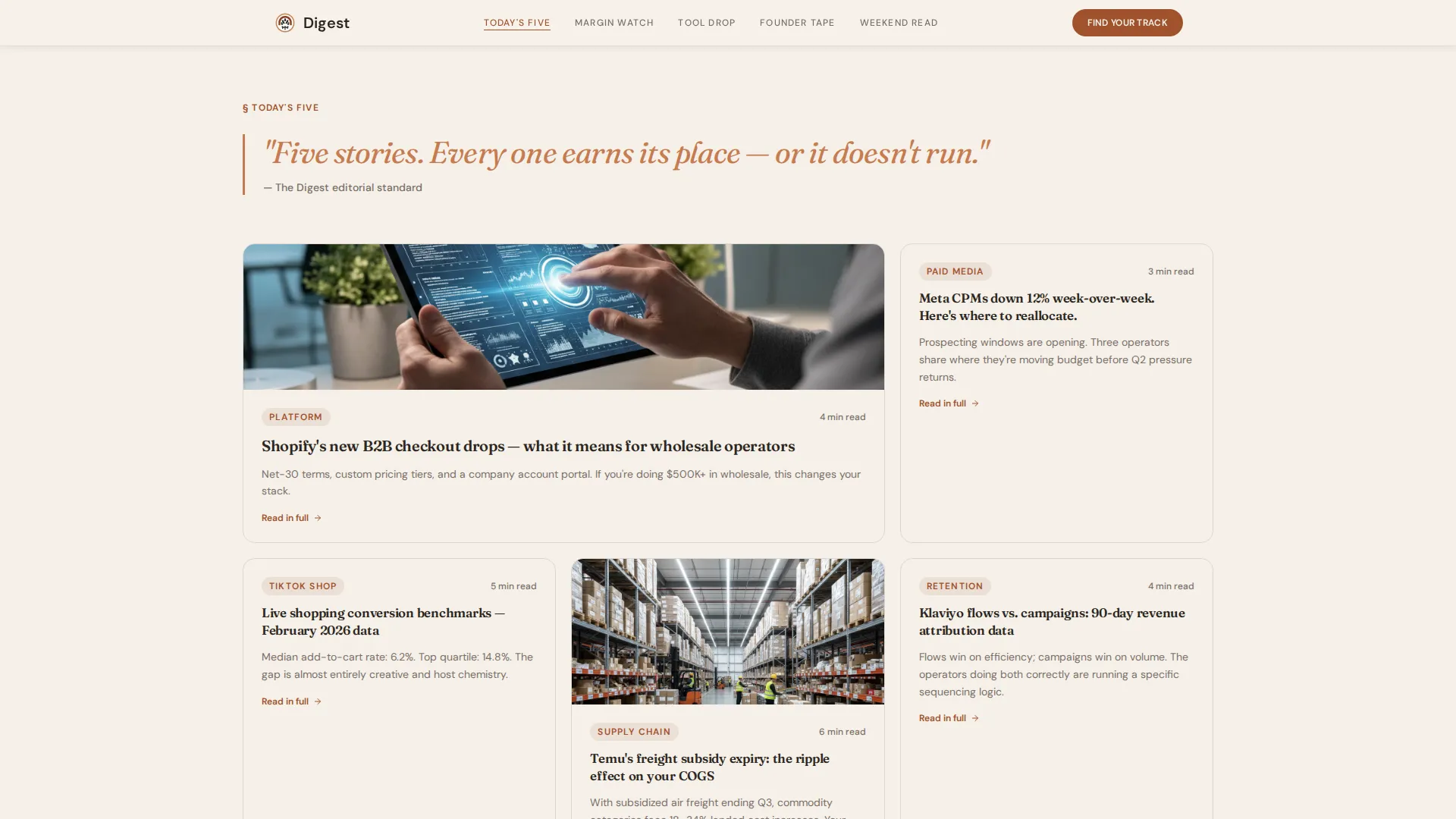 E-Commerce Daily Digest Landing Page Template