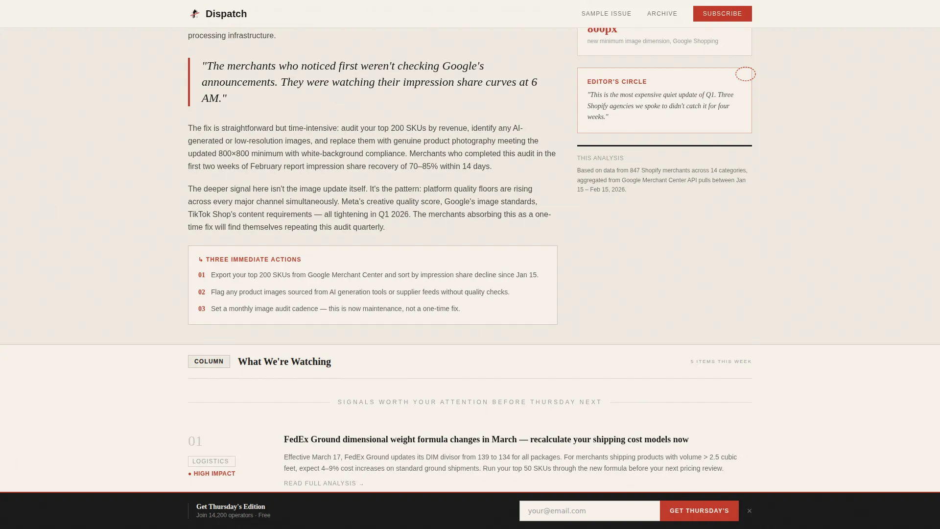 Editorial E-Commerce Newsletter Landing Page Template
