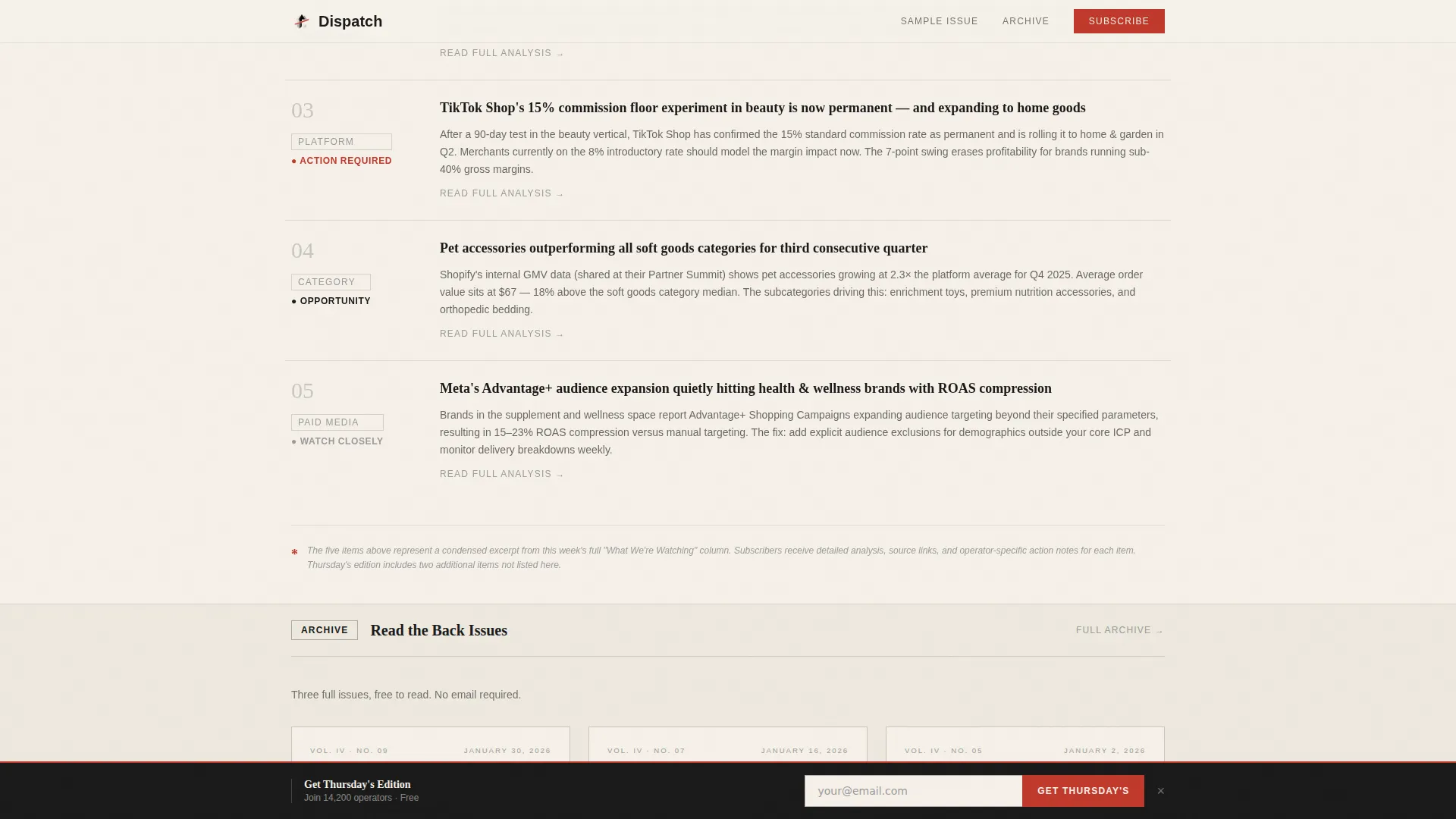 Editorial E-Commerce Newsletter Landing Page Template