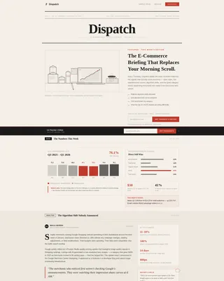 Editorial E-Commerce Newsletter Landing Page Template