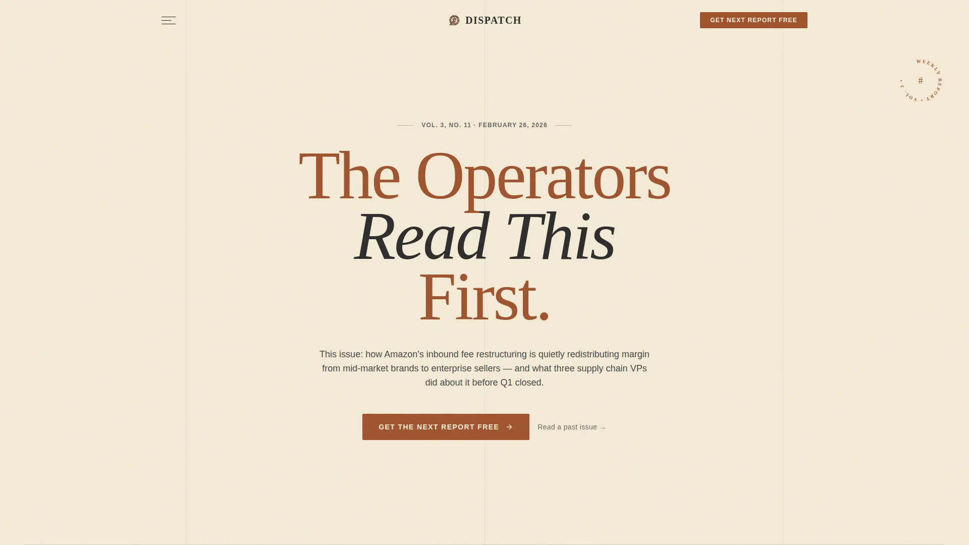 Editorial E-Commerce Industry Report Landing Page