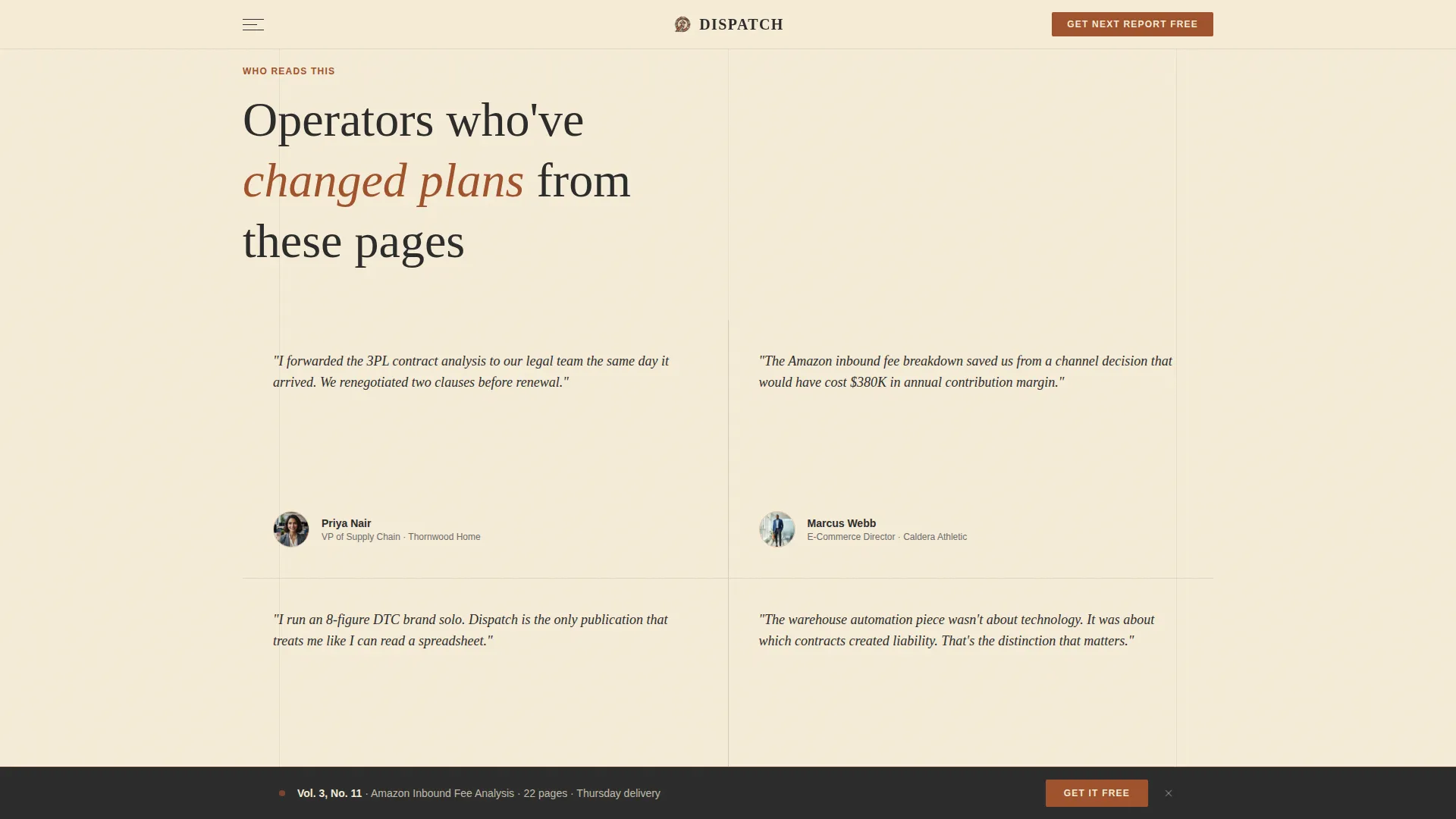 Editorial E-Commerce Industry Report Landing Page