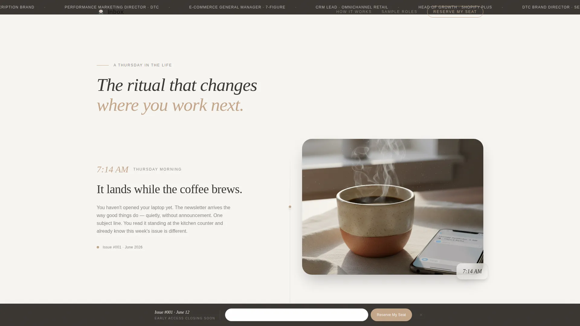 Curated E-Commerce Newsletter Landing Page Template