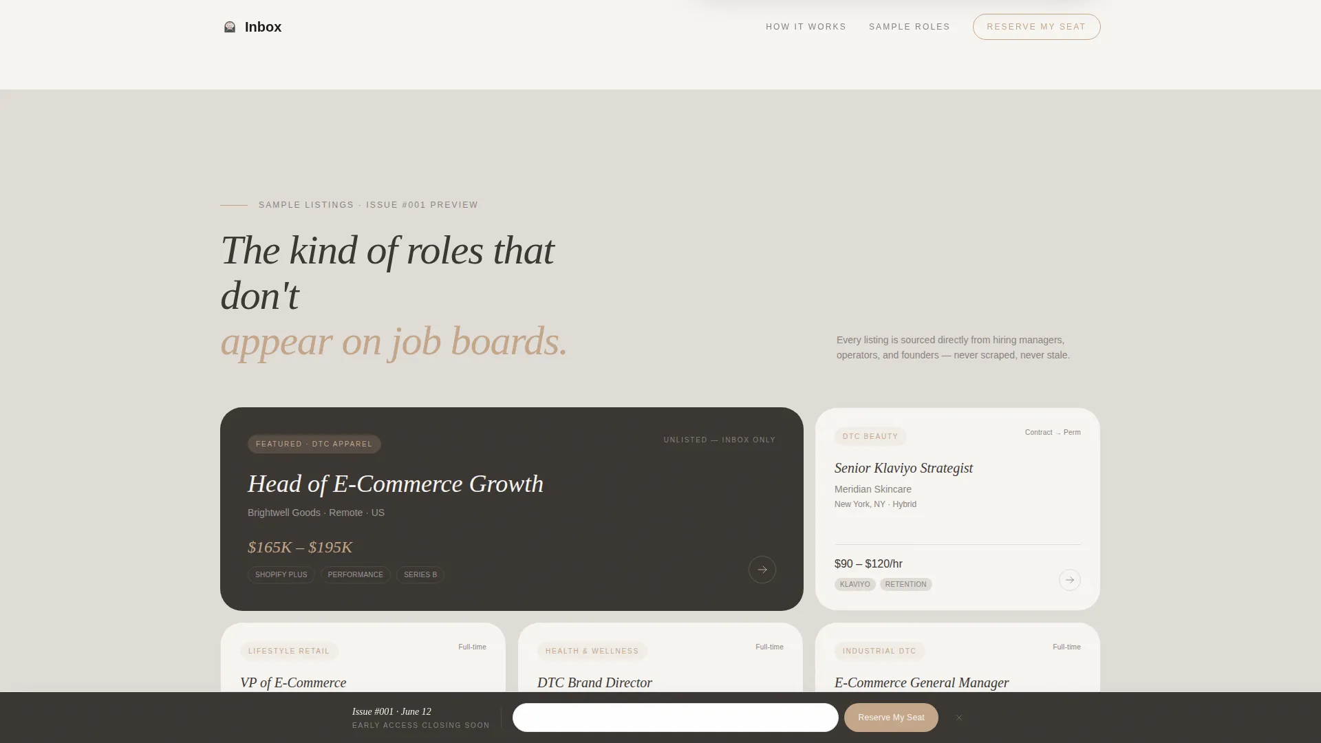 Curated E-Commerce Newsletter Landing Page Template