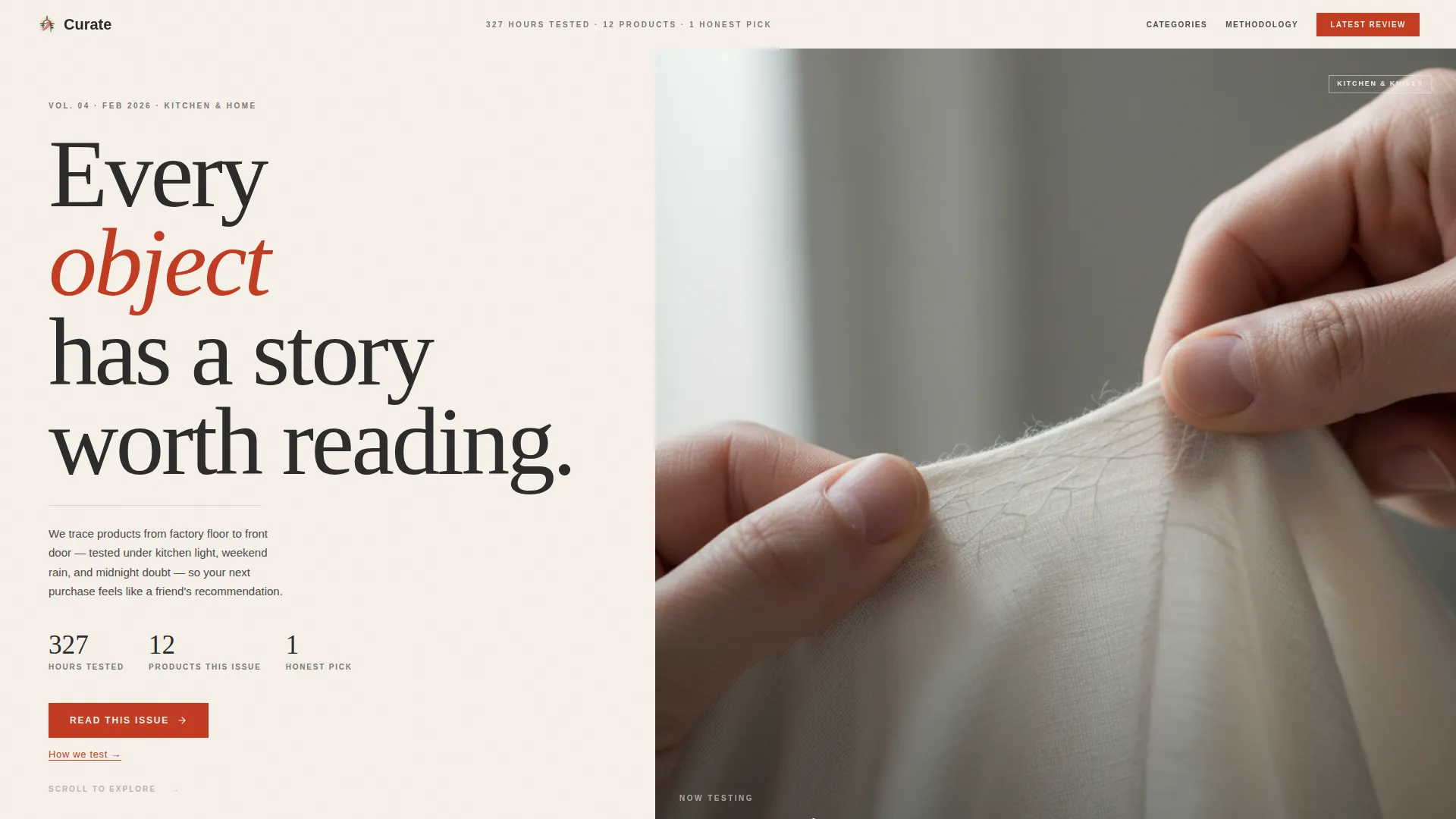 Horizontal Scroll Review Blog Landing Page Template
