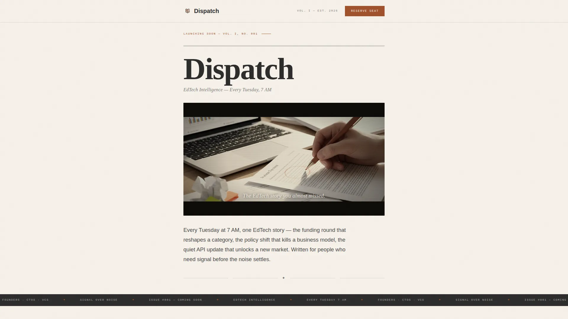 Editorial EdTech Newsletter Landing Page Template