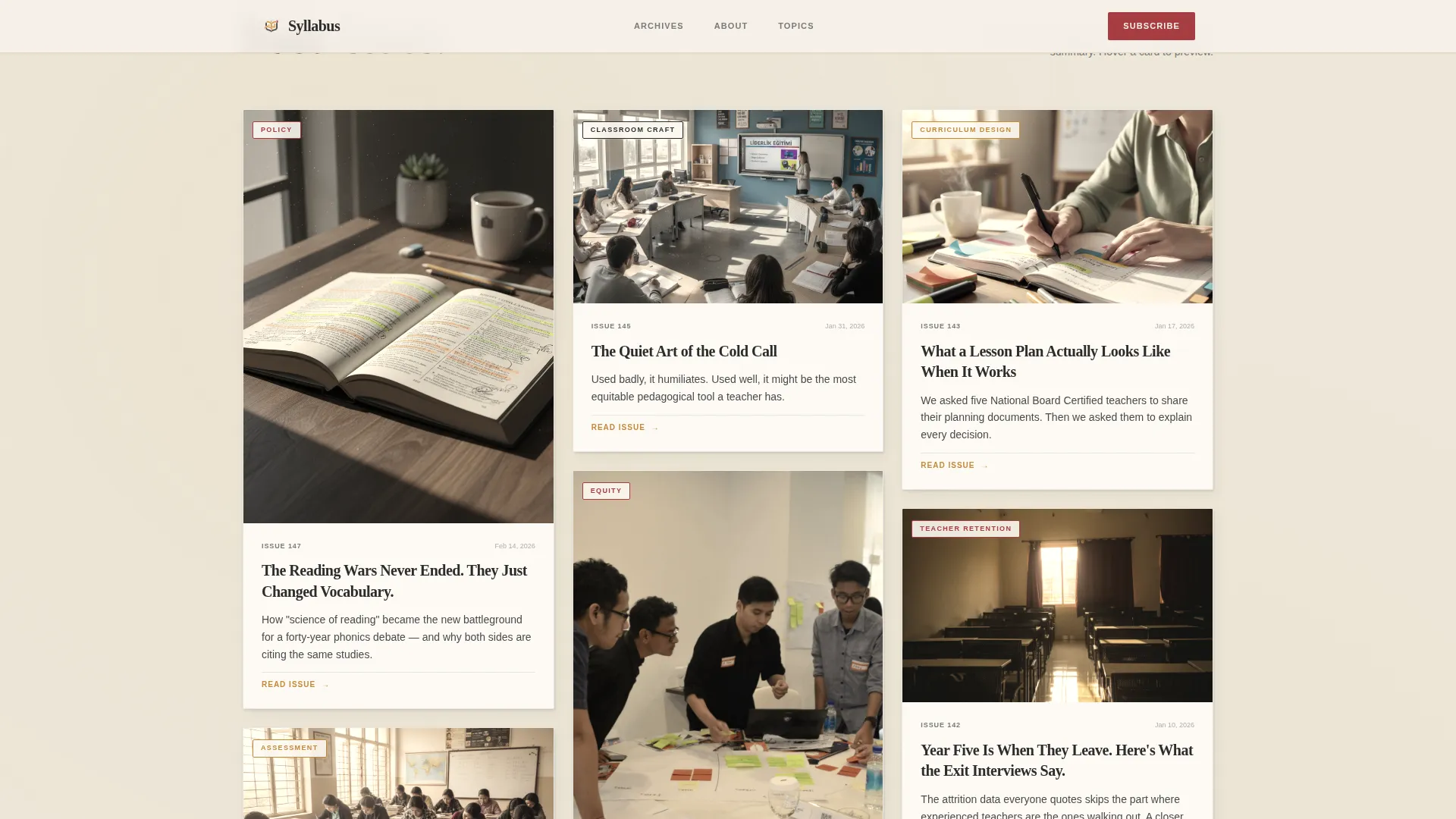 Editorial Education Newsletter Landing Page
