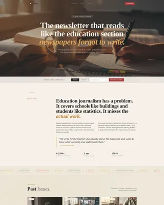 Editorial Education Newsletter Landing Page