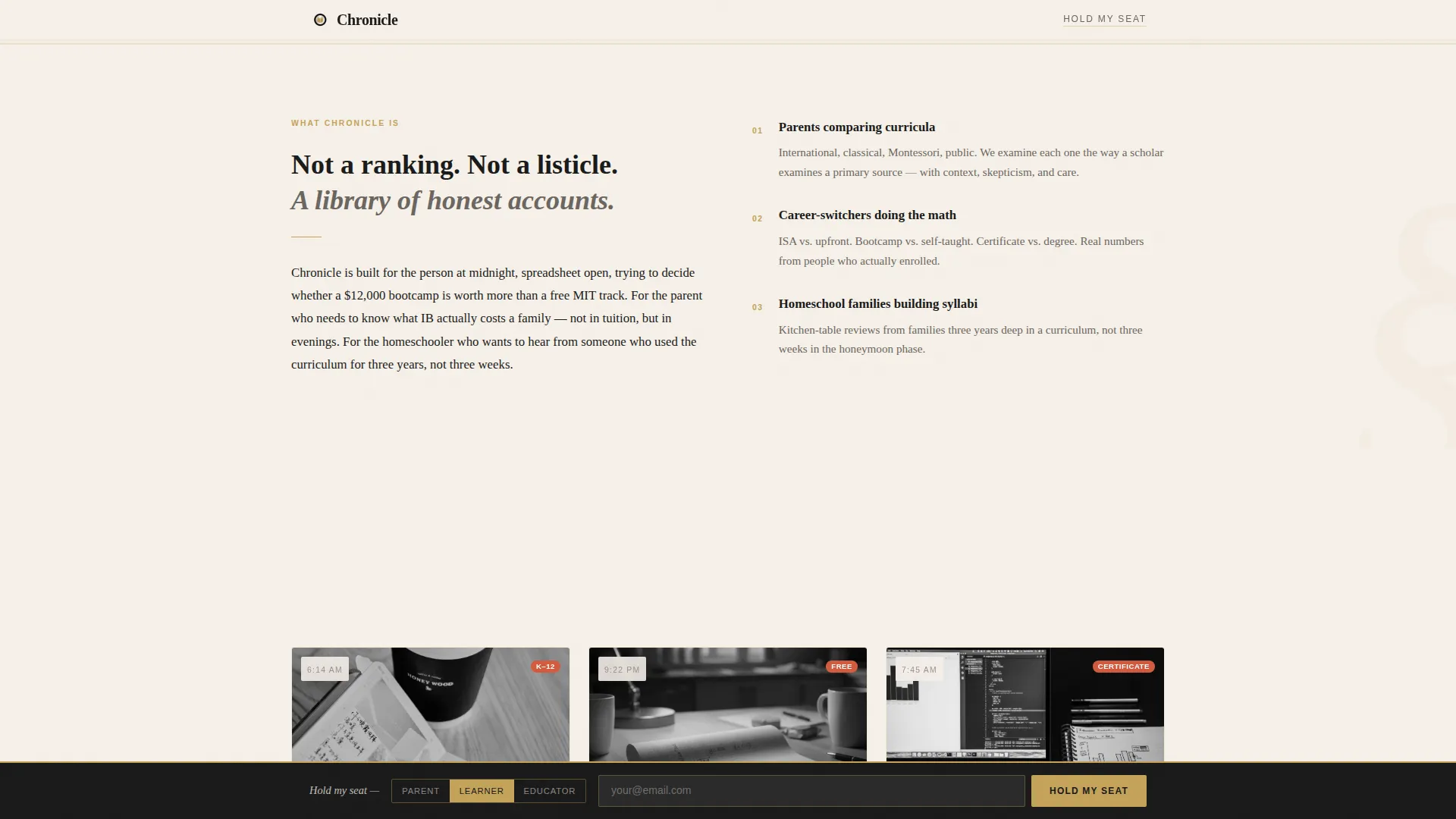Scholarly Education Review Blog Landing Page