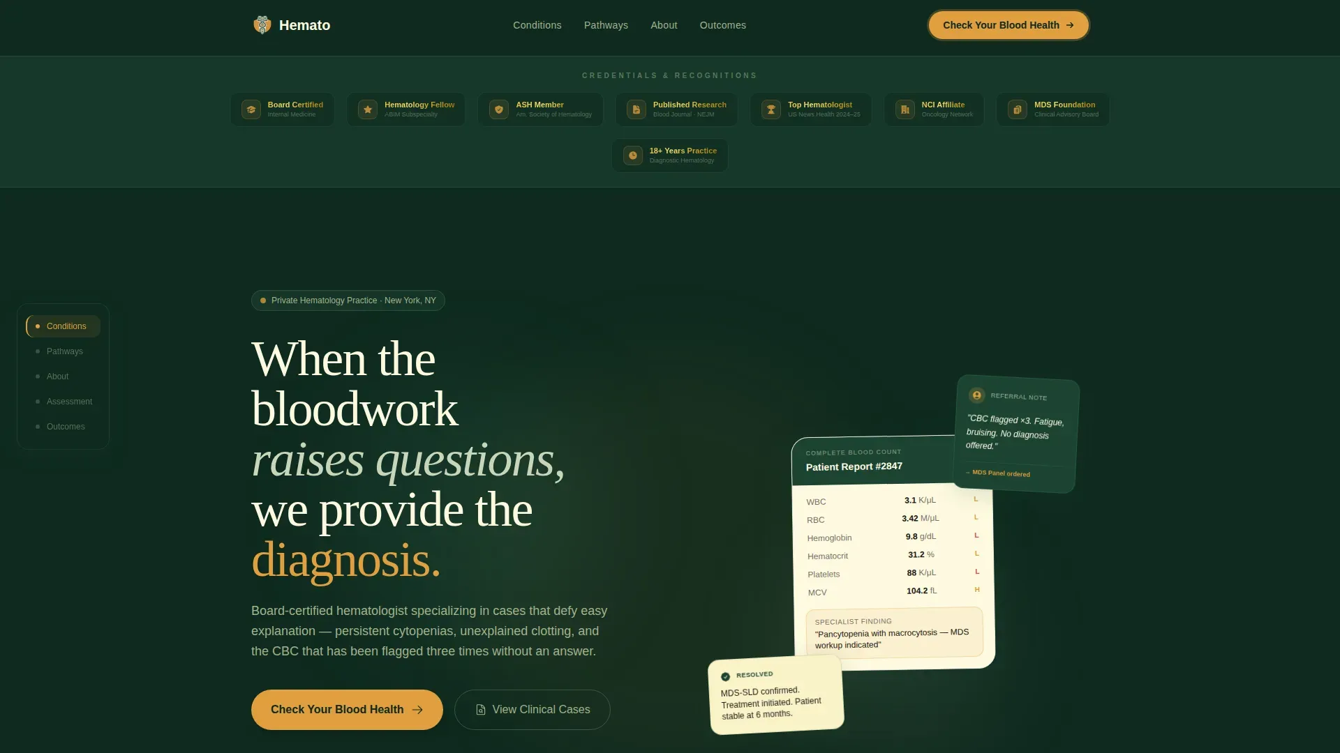 Hematology Clinic Landing Page Template